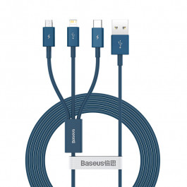 Baseus Superior Fast 3in1 USB to Lightning / Micro-USB / USB Type-C 1.5m Blue (CAMLTYS-03)