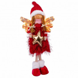 YES! Fun Новорічна фігурка  Дівчинка Янгол в червоному, 58 см, LED крильця (974640)